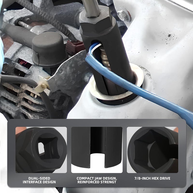 Lemxily Oxygen Sensor Socket, 7/8” (22mm) O2 Sensor Removal Tool with Side Wire Cutout, 1/2” Drive 6-Point Wrench for Easy Installation and Removal - Image 3